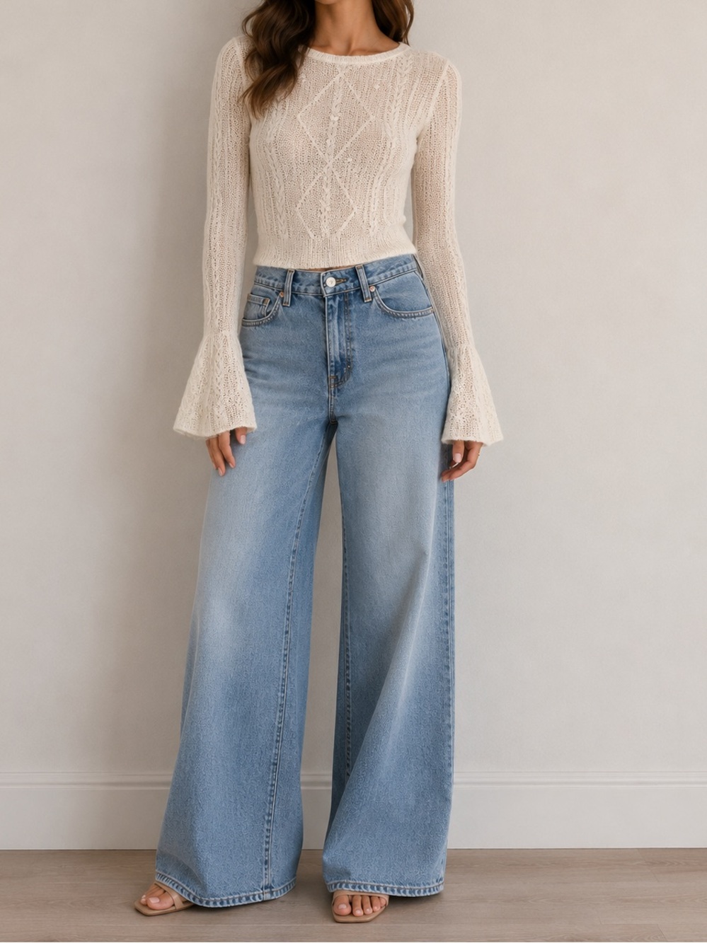 NWOT SWTR By Robertson Madison Alpaca Cable Knit Ivory Sweater size S